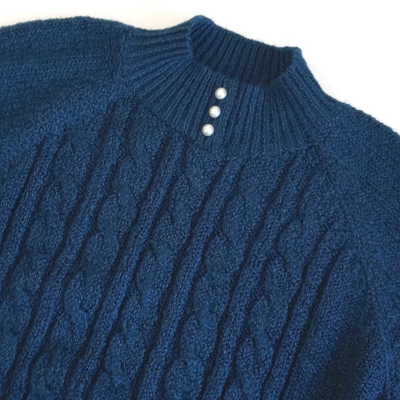 Set Of 2 Karen Scott Long Sleeve Knit Sweaters 1x Teal Blue M & 1x Grey Speck M - Picture 3 of 13